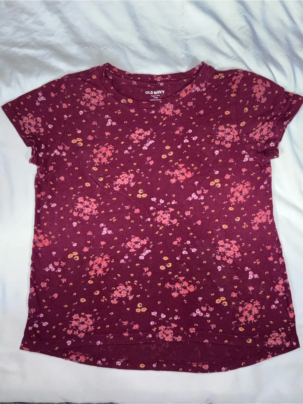 Old Navy size medium Maroon Floral Short Sleeve Tee